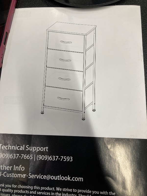 Photo 1 of **missing parts Nightstand, 4 Drawer Dresser End Table Bedside Furniture with Wooden Top Steel Frame Fabric Bins for Bedroom, Closet, Entryway, Dorm, Living Room, Black