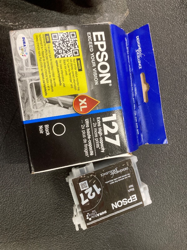 View 2 of ***ONE ONLY*** EPSON 127 DURABrite Ultra Ink Black Cartridge For NX-530, 625, WF-3520, 3530, 3540, 545, 60, 630, 633, 635, 645, 7010, 7510, 7520, 840, 845, Water Resistant