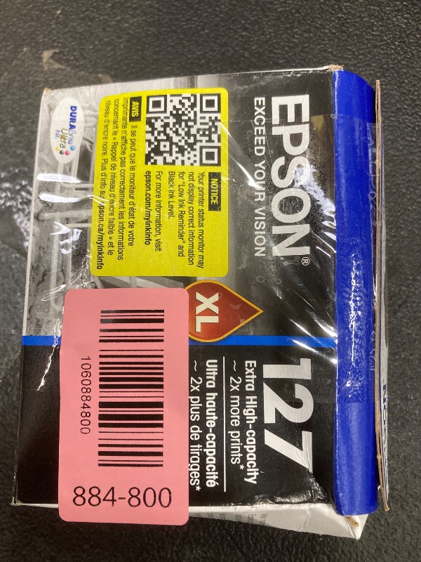 View 3 of ***ONE ONLY*** EPSON 127 DURABrite Ultra Ink Black Cartridge For NX-530, 625, WF-3520, 3530, 3540, 545, 60, 630, 633, 635, 645, 7010, 7510, 7520, 840, 845, Water Resistant