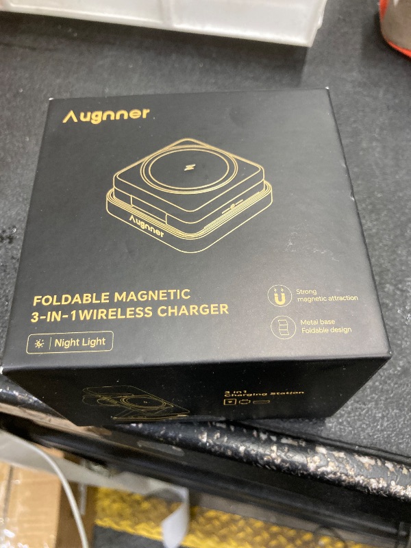 Photo 1 of ?2026 Upgraded?Wireless Charger 3 in 1, Foldable Wireless Charging Station with Night Light for Apple MagSafe Charger, Travel Magnetic Charger Stand, Nightstand Fast 15W Charging Station (20W Adapter)