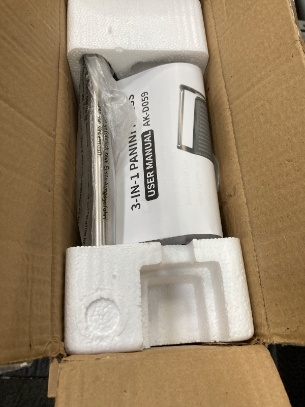 View 2 of ***HINGE BROKEN***Panini Press Grill, 1000W Sandwich Maker with Non-Stick Coated Plates, Opens 180 Degrees for Any Size of Food, 3-in-1 Sandwich Press Electric Grill, Stainless Steel Surface and Removable Drip Tray***HINGE BROKEN***