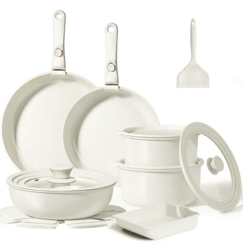 Photo 1 of ***Missing handles***GIPP 17 Piece Ceramic Nonstick Pots and Pans Set,Cookware Set with Detachable Handles, Oven Dishwashers Safe,Induction Compatible,RV Kitchen Cooking Set***Missing handles***