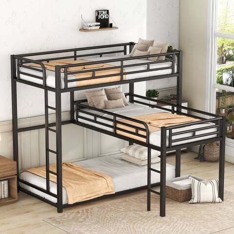 Photo 1 of **DESCRIPTION AND PHOTO ARE FOR REFERENCE ONLY**L-shaped Metal Triple Bunk Bed