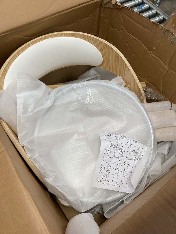 Photo 1 of **ONLY ONE **Shelly Modern Counter Height Swivel Bar Stool in Patterned Oak Finish with White Faux Leather Upholstered