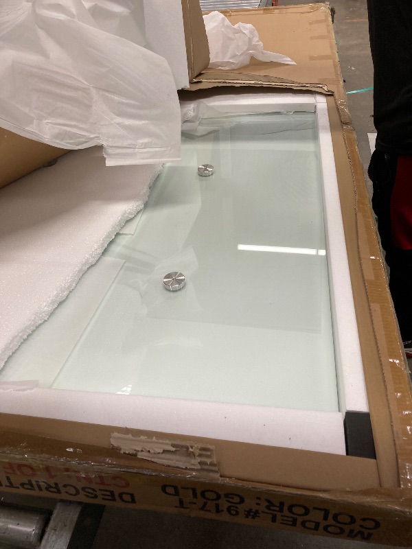 Photo 1 of **DESCRIPTION AND PHOTO ARE FOR REFERENCE ONLY***71 in Glass Dining Table,Gold Dining Table for 6-8?Large Size Kitchen and Dining Room Table with Tempered Glass top and Gold Metal Legs, Modern Rectangular Dining Table (Golden)