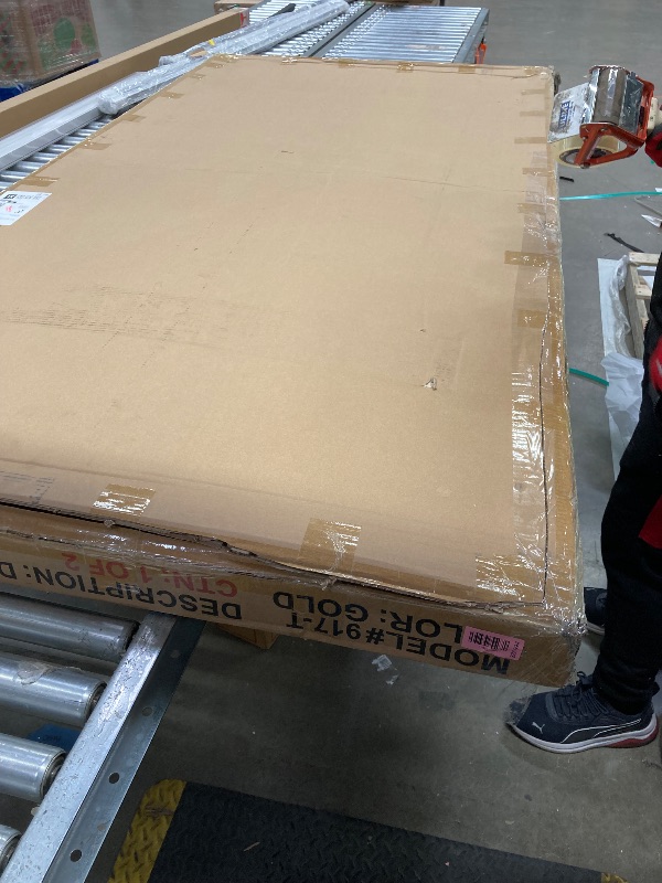 Photo 1 of **DESCRIPTION AND PHOTO ARE FOR REFERENCE ONLY***71 in Glass Dining Table,Gold Dining Table for 6-8?Large Size Kitchen and Dining Room Table with Tempered Glass top and Gold Metal Legs, Modern Rectangular Dining Table (Golden)