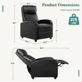 View 1 of ***THE PHOTO AND DESCRIPTION ARE FOR REFERENCE ONLY.***GIANNA Faux Leather Recliner Chair with Push Back and Lumbar Support, Overstuffed Living Room Reclining Sofa, Black