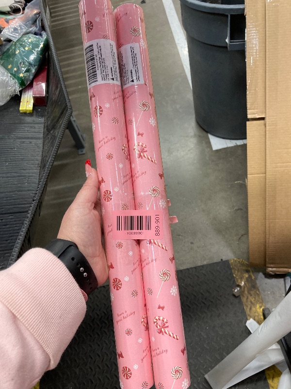 Photo 1 of ****** 2 PACK***** Aimyoo Pink Wrapping Paper Roll - Bow and Candy Gift Wrap,17 Inch x 16.4 Feet Mini Roll for Girl Baby Shower, Birthday, Wedding