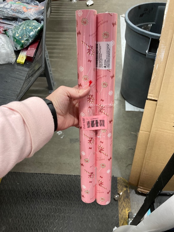 Photo 1 of *****2 PACK*****Aimyoo Pink Wrapping Paper Roll - Bow and Candy Gift Wrap,17 Inch x 16.4 Feet Mini Roll for Girl Baby Shower, Birthday, Wedding