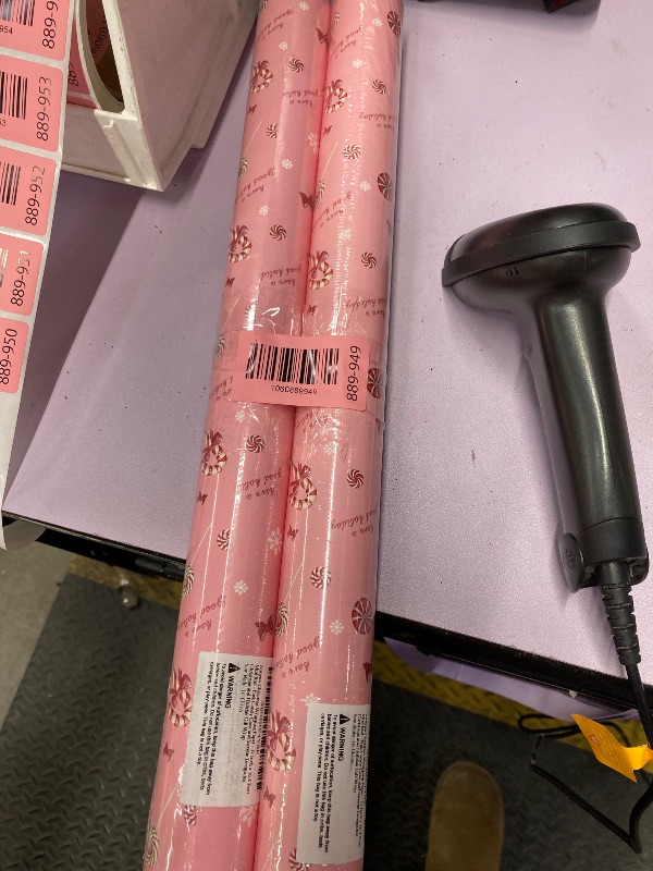 Photo 1 of ******2 PACK****** Aimyoo Pink Wrapping Paper Roll - Bow and Candy Gift Wrap,17 Inch x 16.4 Feet Mini Roll for Girl Baby Shower, Birthday, Wedding