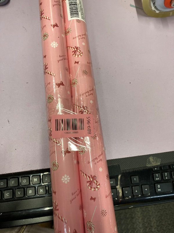 Photo 1 of ******* 2PACK ***** Aimyoo Pink Wrapping Paper Roll - Bow and Candy Gift Wrap,17 Inch x 16.4 Feet Mini Roll for Girl Baby Shower, Birthday, Wedding