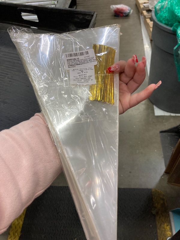 Photo 1 of ***** PACK OF 2***** Muyindo 100 Pieces (7x15 Inch) Clear Cone Bags with Twist Ties for Candies, Cookies, Popcorn, Sweets, Chocolates and More; Perfect for Birthday, Wedding, Halloween, Christmas and Other Social Events