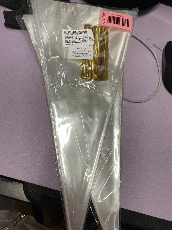 Photo 1 of ***** PACK OF 2**** Muyindo 100 Pieces (7x15 Inch) Clear Cone Bags with Twist Ties for Candies, Cookies, Popcorn, Sweets, Chocolates and More; Perfect for Birthday, Wedding, Halloween, Christmas and Other Social Events