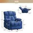 Photo 1 of ***** black******JONPONY Manual Recliner Chair with Heat Therapy and Massage Function, Heavy Duty Reclining Mechanism Massage Chair, Elderly Single Rocker Sofa with Cup Holders for Bedroom Home Theater,Blue
