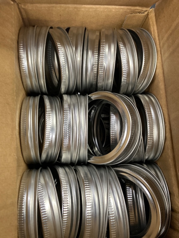 Photo 1 of 140 PCS Regular Mouth Canning Rings - Split-Type Seals, Bands for Mason Jar (140 PCS REGULAR MOUTH 70MM, Silver)