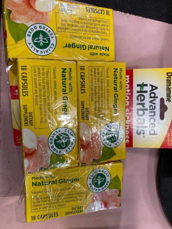 Photo 1 of ***EXP 3/2026***PACK OF 4 From the Makers of Dramamine, Advanced Herbals with Natural Ginger, for Nausea Relief, Morning Sickness Relief & Motion Sickness Relief During Travel, 18 Capsules***EXP 3/2026***