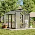 Photo 1 of ***BOX 2 OF 2 ONLY/INCOMPLETE SET/WALLS AND ROOF ONLY-NO FRAME***GARVEE6x8 FT Greenhouse for Outdoors, Polycarbonate Greenhouse with Roof Vent, Ground Nails, Lockable Push Door, Aluminum Large Walk-in Green House for Outside Garden Backyard, Patio, Lawn, 