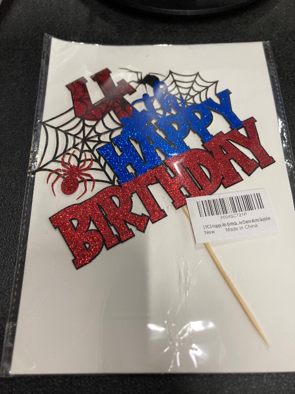 Photo 1 of 1 PCS Happy 4th Birthday Cake Topper Glitter Spider Web Cheers to 4 Years Four Birthday Cake Pick Superhero Spider Party Decorations for Boys Girls Happy 4th Birthday Party Cake Decorations Supplies