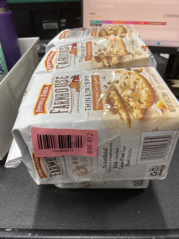Photo 1 of *3 pack* Pepperidge Farm Farmhouse Thin & Crispy Toffee Milk Chocolate Cookies, 6.9 oz. Bag