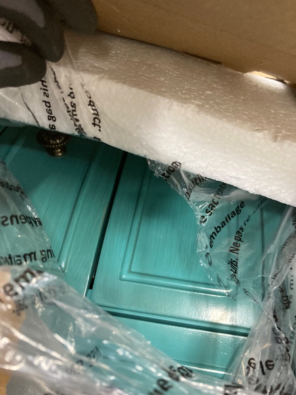 Photo 1 of *Heavy* *Small scratches* Hives and Honey Bailey Oval Standing Jewelry Armoire Cabinet, Jewelry Storage Organizer with Mirror Lid, Side Doors, 7 Drawers, Jewelry Chest, Jewelry Box for Necklaces, Earrings, Bracelets, Turquoise