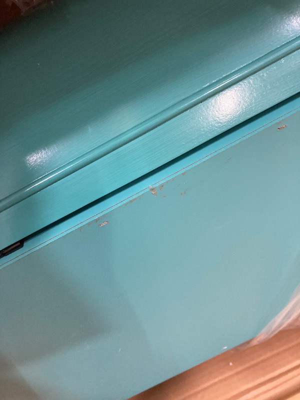 Photo 1 of *Heavy* *Small scratches* Hives and Honey Bailey Oval Standing Jewelry Armoire Cabinet, Jewelry Storage Organizer with Mirror Lid, Side Doors, 7 Drawers, Jewelry Chest, Jewelry Box for Necklaces, Earrings, Bracelets, Turquoise