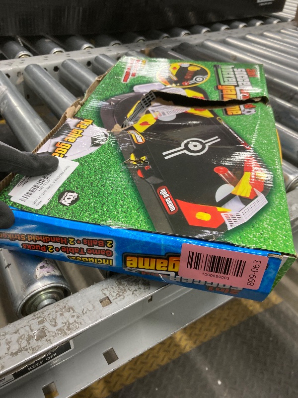 Photo 1 of *Box damaged/Unsure if anything is missing* Gamie 2 in 1 Sports Table Games Mini Air Hockey Table for Kids, and Soccer Mini Games for Indoor Fun, Includes Pucks, Balls, and Strikers, Air Hockey Fits on Table or Floor for Adult and Kids