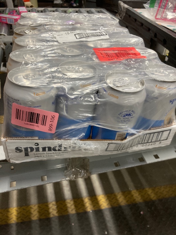 Photo 1 of *BBD Nov 19, 2026* Spindrift Sparkling Water, Lemon Flavored, Made with Real Squeezed Fruit, 12 Fl Oz Cans, Pack of 24 (Only 3 Calories per Can)