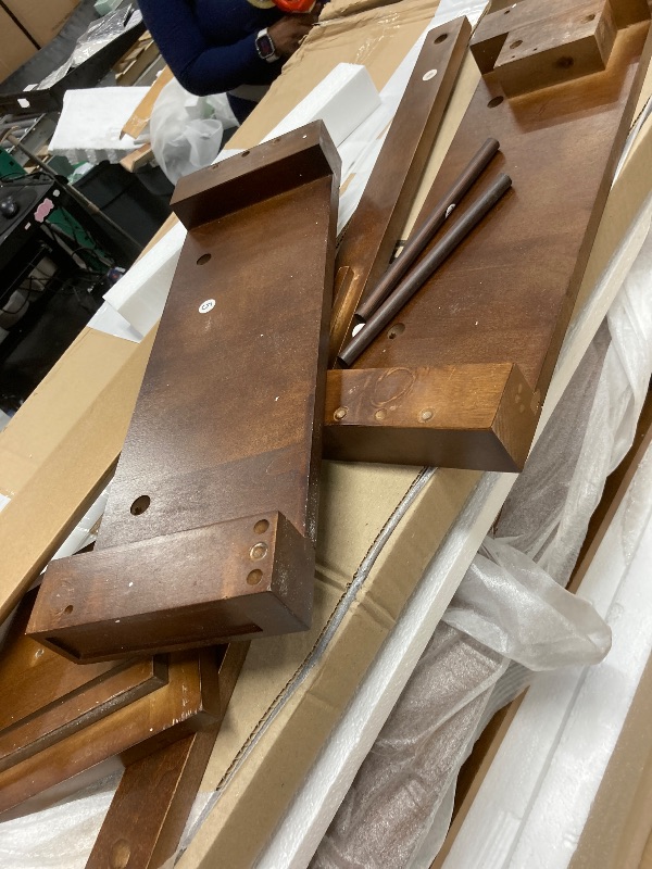View 6 of *HEAVY* Tribesigns 36" Bathroom Vanity with Sink, Farmhouse Bathroom Sink Cabinet with 4 Drawers & 2 Doors, Bath Storage Vanity Sink with Metal Handles, Solid Wood Frame, Paint Surface Brown