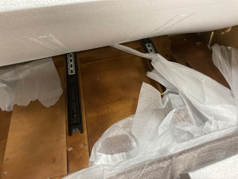 View 4 of *HEAVY* Tribesigns 36" Bathroom Vanity with Sink, Farmhouse Bathroom Sink Cabinet with 4 Drawers & 2 Doors, Bath Storage Vanity Sink with Metal Handles, Solid Wood Frame, Paint Surface Brown