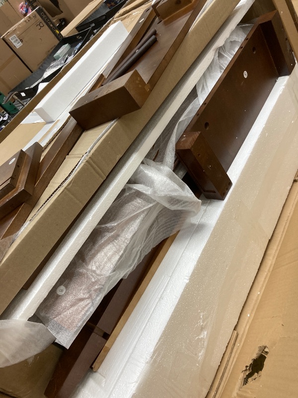 View 5 of *HEAVY* Tribesigns 36" Bathroom Vanity with Sink, Farmhouse Bathroom Sink Cabinet with 4 Drawers & 2 Doors, Bath Storage Vanity Sink with Metal Handles, Solid Wood Frame, Paint Surface Brown