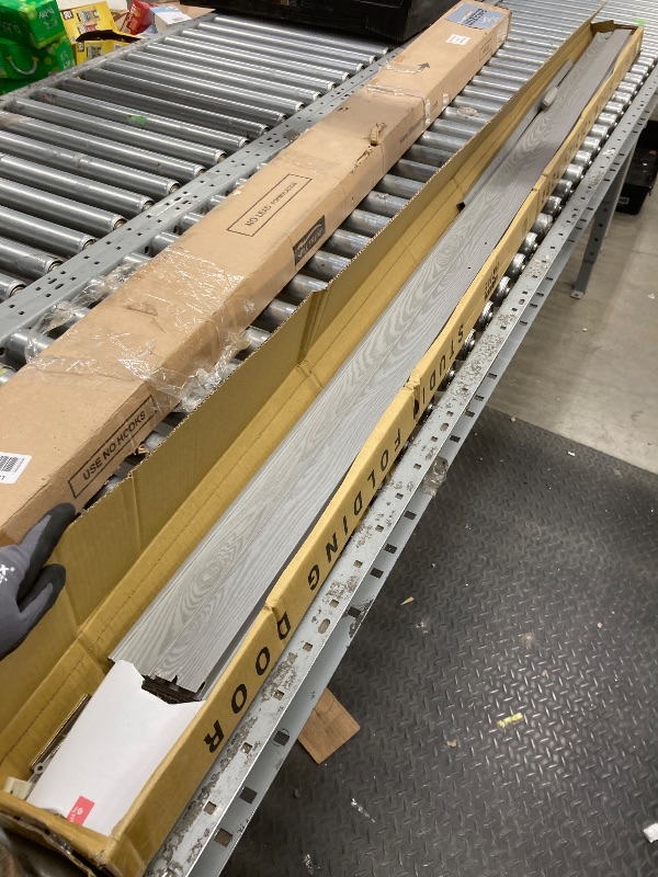 Photo 1 of *Pieces damaged* Techni Home Studio Series 32" W x 80" H PVC Foldable Accordion Door, Trimmable, Flexible Single Layer Panels, Grey