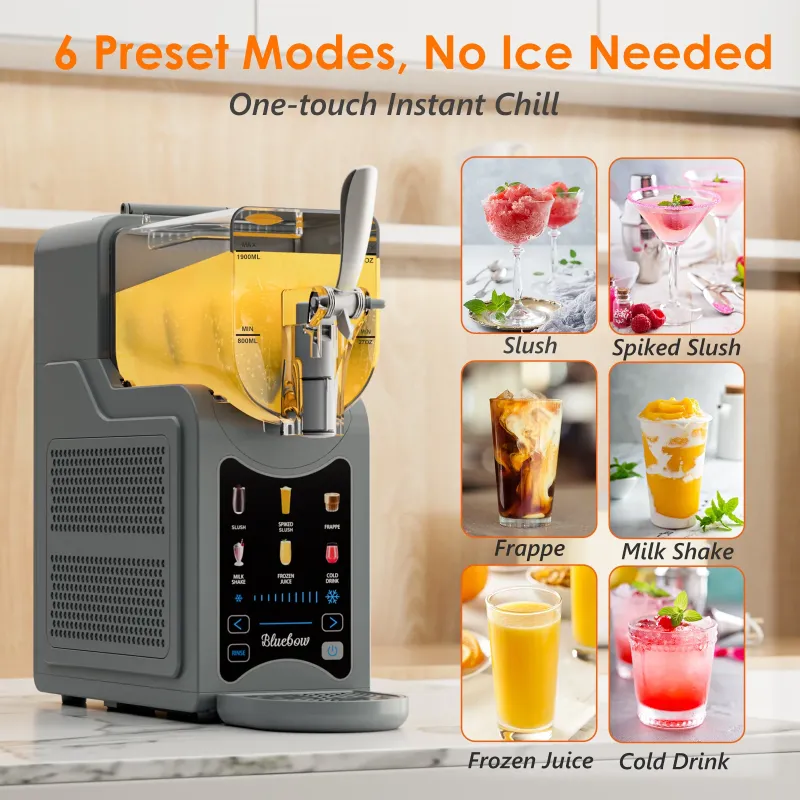 Photo 1 of *Power sticker coming off* *Unsure if it works* Bluebow Slushie Machine for Home, 88oz Vessel Slush Maker with 6 Presets, No Ice Needed, Frozen Drink Maker for Smoothie, Frappe, Milkshakes and More