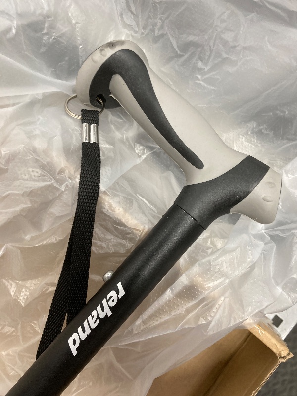 Photo 1 of *Skuffed handle/Scratches feet* Rehand Folding Adjustable Walking Cane with Rubber Feet, Lightweight Aluminum Stick with Seat, Black
