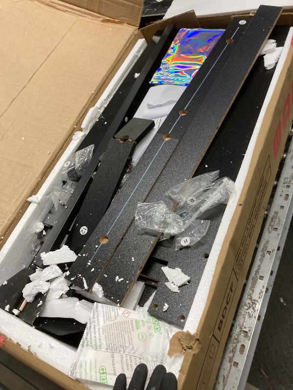 Photo 1 of *Pieces broken* Bestier LED TV Stand for 65"TV,Entertainment Center with PS5 Storage,Media Console Table with Adjustable Storage Shelf-Black Carbon Fiber