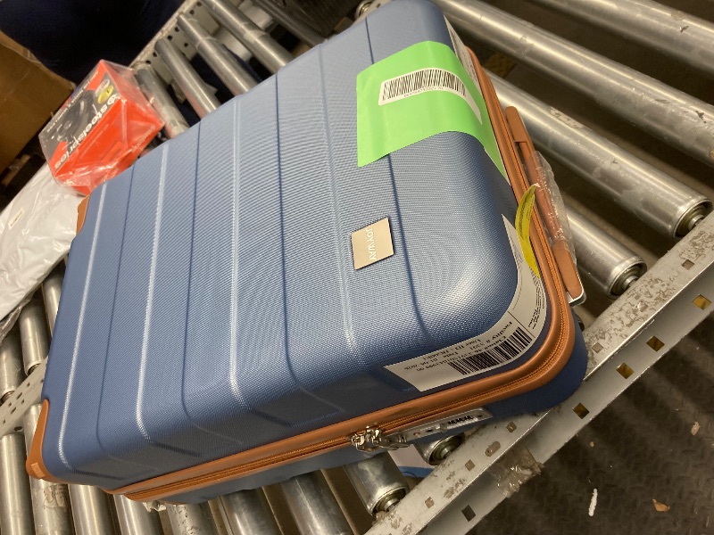 Photo 1 of *Skuffed* Joyway 3-Piece Luggage Set 20-Inch Carry-On Suitcase with Spinner Wheels TSA Lock Travel Duffel Bag and Toiletry Bag Hardside Lightweight Luggage Ice Blue
