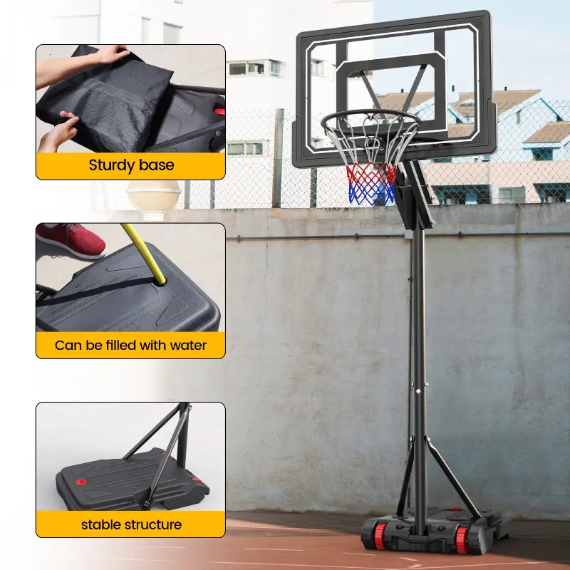 Photo 1 of *Scuffed/Scratches* VIRNAZ 33 in. Portable Basketball Hoop & Goal System for Outdoor Indoor Court 5.5 - 9.5 ft. Easy Height Adjustable with Weight Bag
