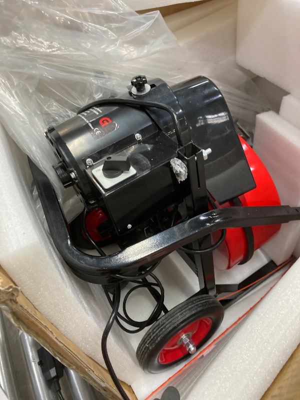 Photo 1 of *PARTS ONLY* *Dirty* GarveeTech 75 ft 1/2 in Cable Drain Auger, 450W Auto Feed Portable Drain Cleaning Machine, Electric Sewer Snake with 6 Cutter Air-Activated Foot Switch for 2 in to 4 in Pipes