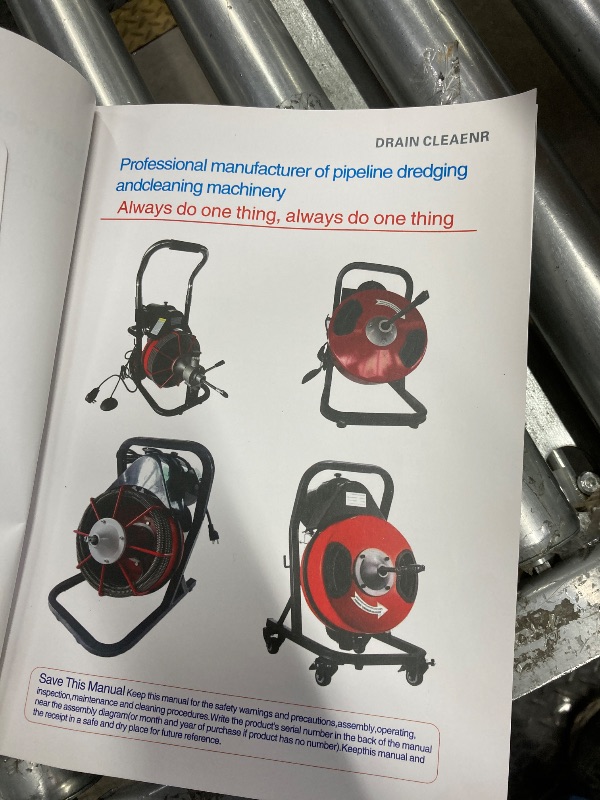 Photo 1 of *PARTS ONLY* *Dirty* GarveeTech 75 ft 1/2 in Cable Drain Auger, 450W Auto Feed Portable Drain Cleaning Machine, Electric Sewer Snake with 6 Cutter Air-Activated Foot Switch for 2 in to 4 in Pipes