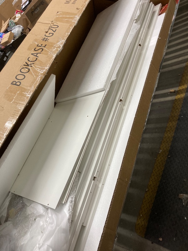 Photo 1 of *Chipped* GHC Floating TV Stand, 75'' Wall Mounted TV Cabinet, Floating Shelves with Door, Media Console for DVD Player, Space-Saving Under TV Shelf for Bedroom & Living Room (White)