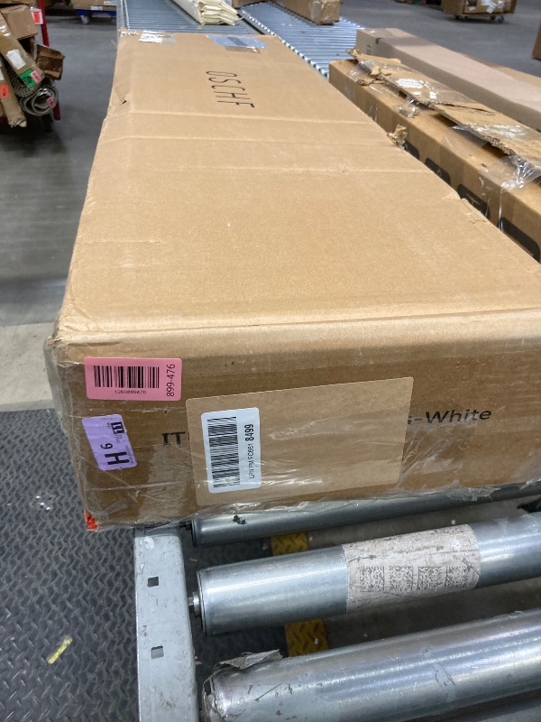 Photo 1 of *Chipped* GHC Floating TV Stand, 75'' Wall Mounted TV Cabinet, Floating Shelves with Door, Media Console for DVD Player, Space-Saving Under TV Shelf for Bedroom & Living Room (White)