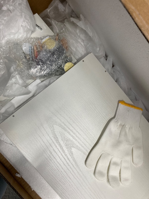 Photo 1 of *Chipped* GHC Floating TV Stand, 75'' Wall Mounted TV Cabinet, Floating Shelves with Door, Media Console for DVD Player, Space-Saving Under TV Shelf for Bedroom & Living Room (White)