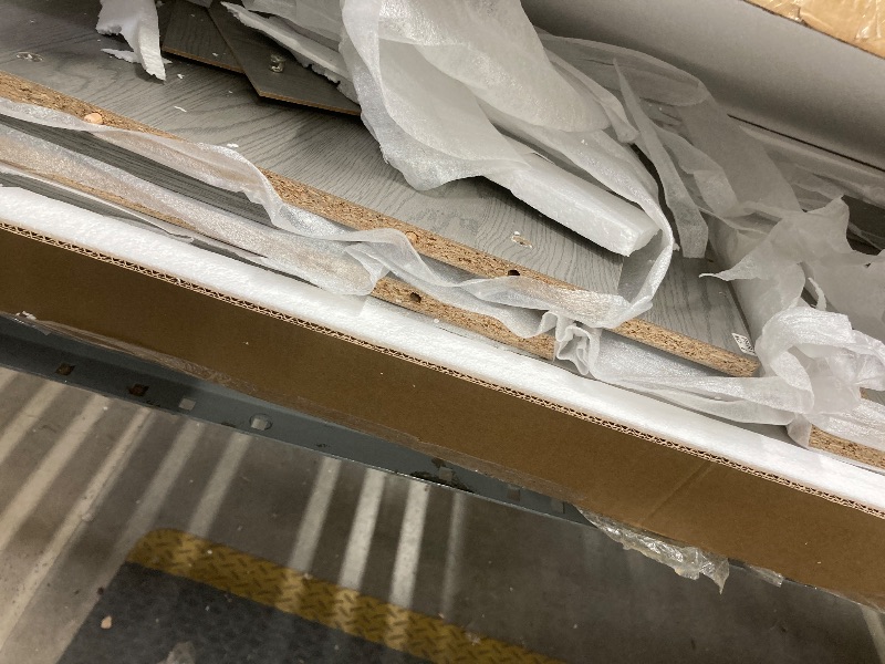 Photo 1 of *Box 1/2 ONLY* 47.5'' Computer Desk with File Cabinet and Drawers, Storage Cabinet with Removable Shelf and Ventilation for CPU, Home Office Desk or Computer Workstation with Keyboard Tray, Grey