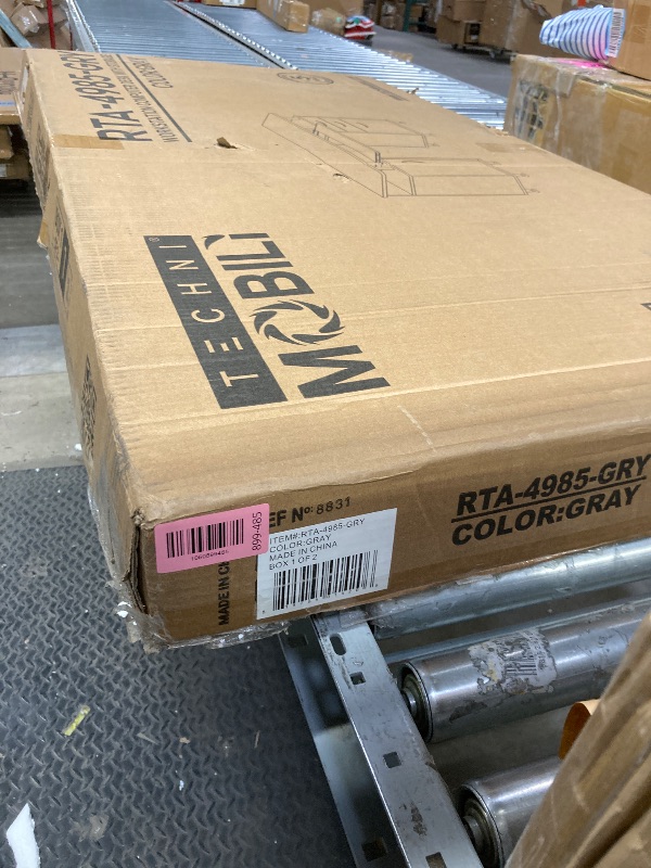 Photo 1 of *Box 1/2 ONLY* 47.5'' Computer Desk with File Cabinet and Drawers, Storage Cabinet with Removable Shelf and Ventilation for CPU, Home Office Desk or Computer Workstation with Keyboard Tray, Grey