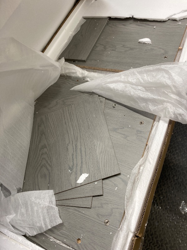 Photo 1 of *Box 1/2 ONLY* 47.5'' Computer Desk with File Cabinet and Drawers, Storage Cabinet with Removable Shelf and Ventilation for CPU, Home Office Desk or Computer Workstation with Keyboard Tray, Grey