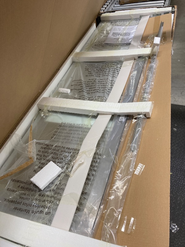 Photo 1 of *May be missing hardware* KPUY Frameless Shower Door, 43-48" W x 76" H Double Sliding Glass Shower Door, 1/4" (6mm) Thick Tempered Clear Glass with Explosion-Proof Film Nano Coating, Brushed Nickle