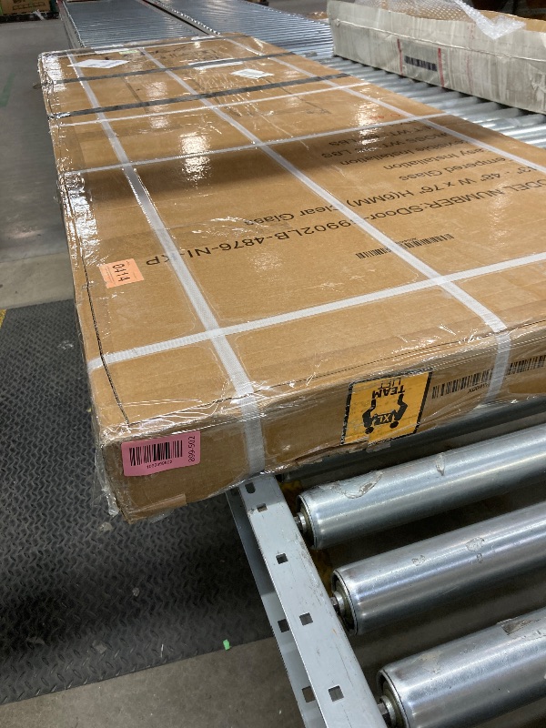 Photo 1 of *May be missing hardware* KPUY Frameless Shower Door, 43-48" W x 76" H Double Sliding Glass Shower Door, 1/4" (6mm) Thick Tempered Clear Glass with Explosion-Proof Film Nano Coating, Brushed Nickle