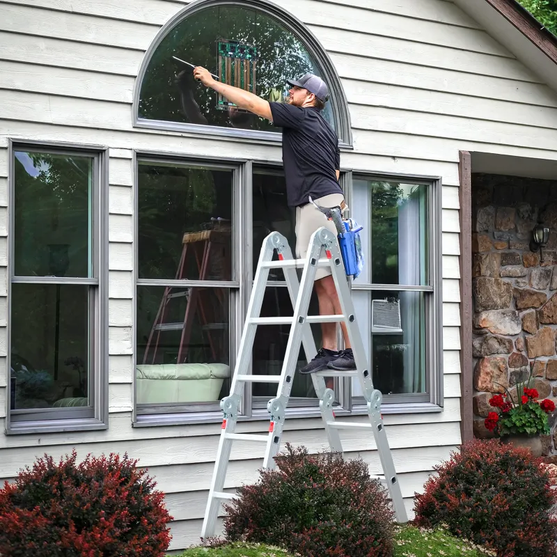 Photo 1 of *Dirty* Ktaxon 12.5ft 7 in 1 Multi-Purpose Scaffold Ladder, Heavy Duty Folding Aluminium Extension Ladder, EN 131 Standard, 330lbs Capacity
