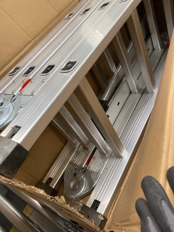 Photo 1 of *Dirty* Ktaxon 12.5ft 7 in 1 Multi-Purpose Scaffold Ladder, Heavy Duty Folding Aluminium Extension Ladder, EN 131 Standard, 330lbs Capacity
