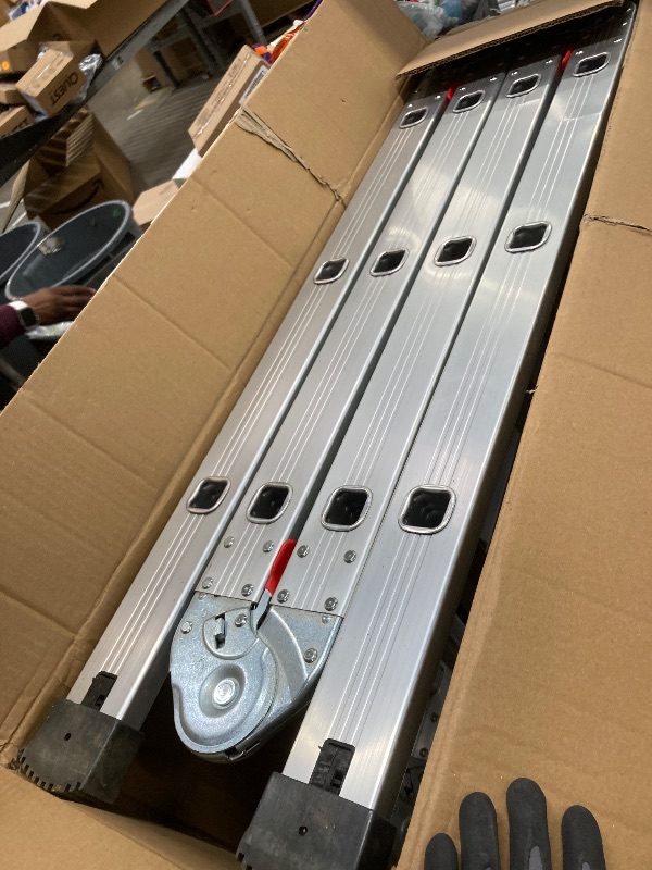 Photo 1 of *Dirty* Ktaxon 12.5ft 7 in 1 Multi-Purpose Scaffold Ladder, Heavy Duty Folding Aluminium Extension Ladder, EN 131 Standard, 330lbs Capacity
