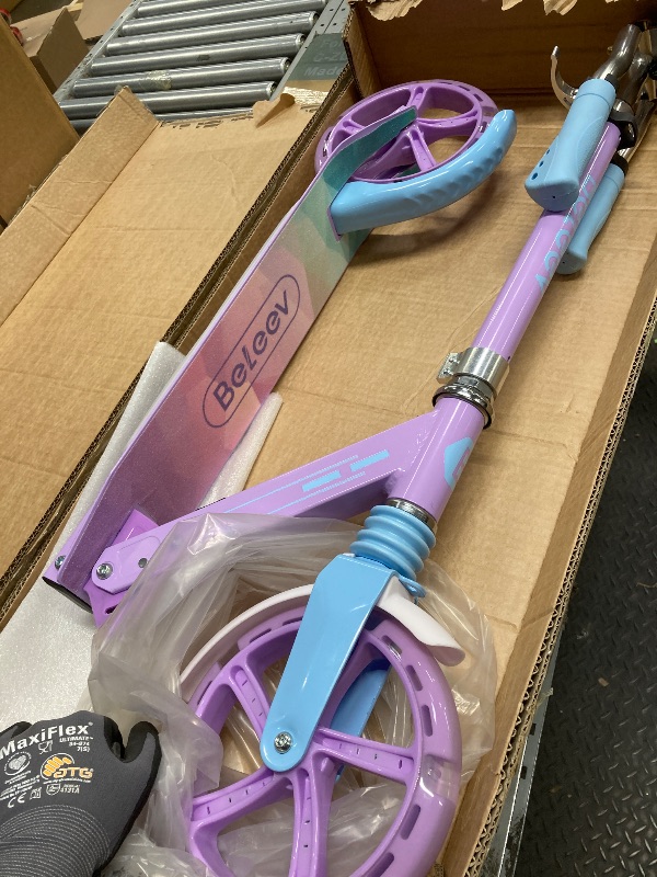 Photo 1 of *Missing cord to test the light up function/ Works otherwise* Beleev Scooter for kids, Blue and purple, Lights up